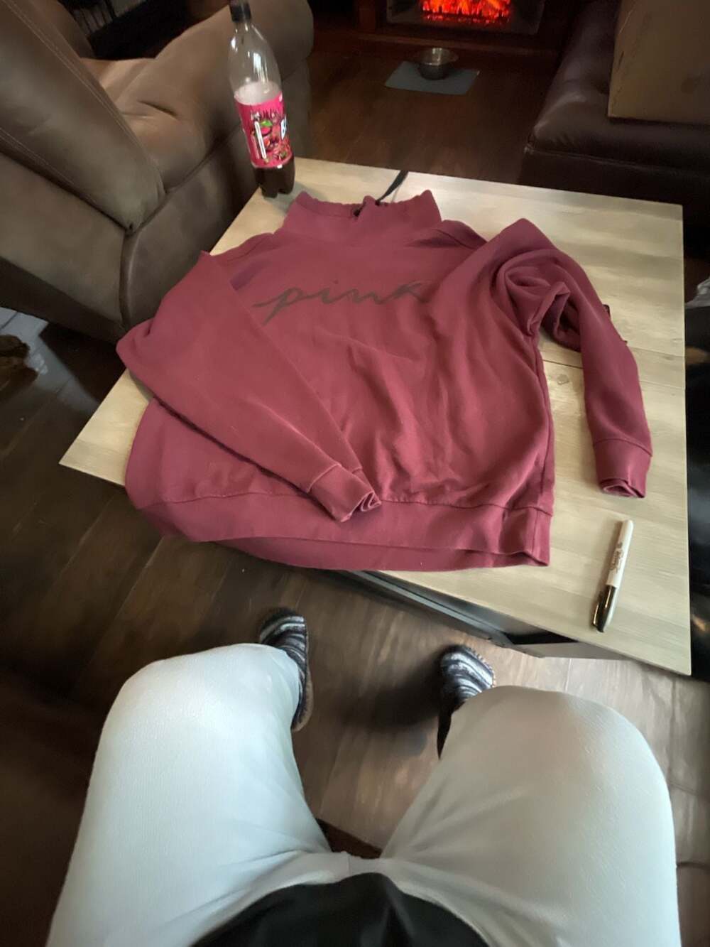#D21 Victoria's Secret Pink Cowl Neck Sweatshirt Size XL